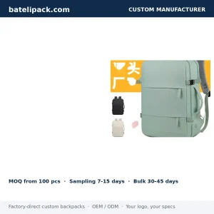Business Backpack with Water-Resistant, Large Capacity, Padded Laptop Compartment — Custom Logo & OEM