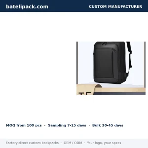 Business Backpack with Water-Resistant, Padded Laptop Compartment, Custom Logo — Custom Logo & OEM