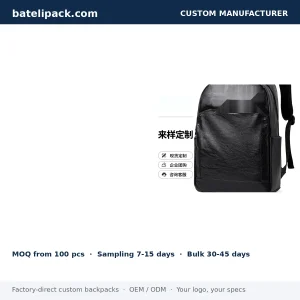 Business Backpack with Water-Resistant, Large Capacity, Padded Laptop Compartment — Custom Logo & OEM