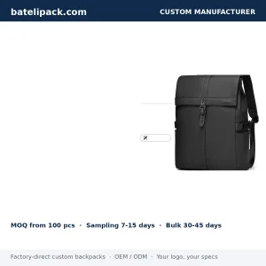 Business Backpack with Large Capacity, Padded Laptop Compartment, Travel Use — Custom Logo & OEM