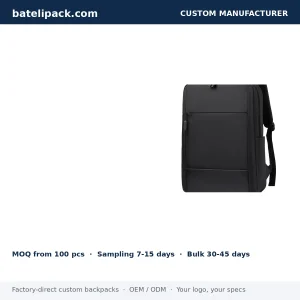 Business Backpack with Water-Resistant, Large Capacity, Padded Laptop Compartment — Custom Logo & OEM