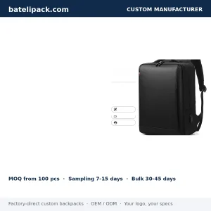 Business Backpack with Water-Resistant, Large Capacity, Padded Laptop Compartment — Custom Logo & OEM