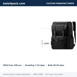 Business Backpack with Water-Resistant, Padded Laptop Compartment, Lightweight — Custom Logo & OEM
