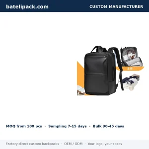 Business Backpack with Large Capacity, Padded Laptop Compartment, Travel Use — Custom Logo & OEM