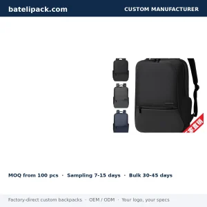 Business Backpack with Water-Resistant, Large Capacity, Padded Laptop Compartment — Custom Logo & OEM