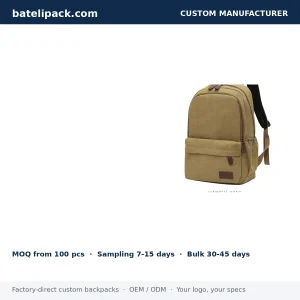 Business Backpack with Water-Resistant, Padded Laptop Compartment, Travel Use — Custom Logo & OEM