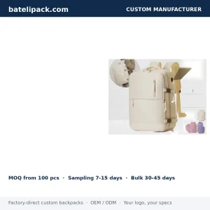Business Backpack with Large Capacity, Padded Laptop Compartment, Travel Use — Custom Logo & OEM