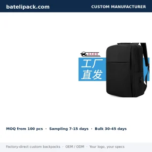 Business Backpack with Large Capacity, Padded Laptop Compartment — Custom Logo & OEM