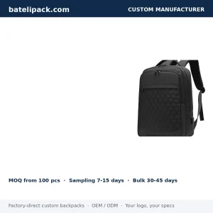 Business Backpack with Water-Resistant, Large Capacity, Padded Laptop Compartment — Custom Logo & OEM