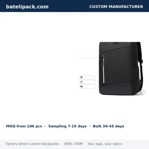 Business Backpack with Water-Resistant, Padded Laptop Compartment, Lightweight — Custom Logo & OEM