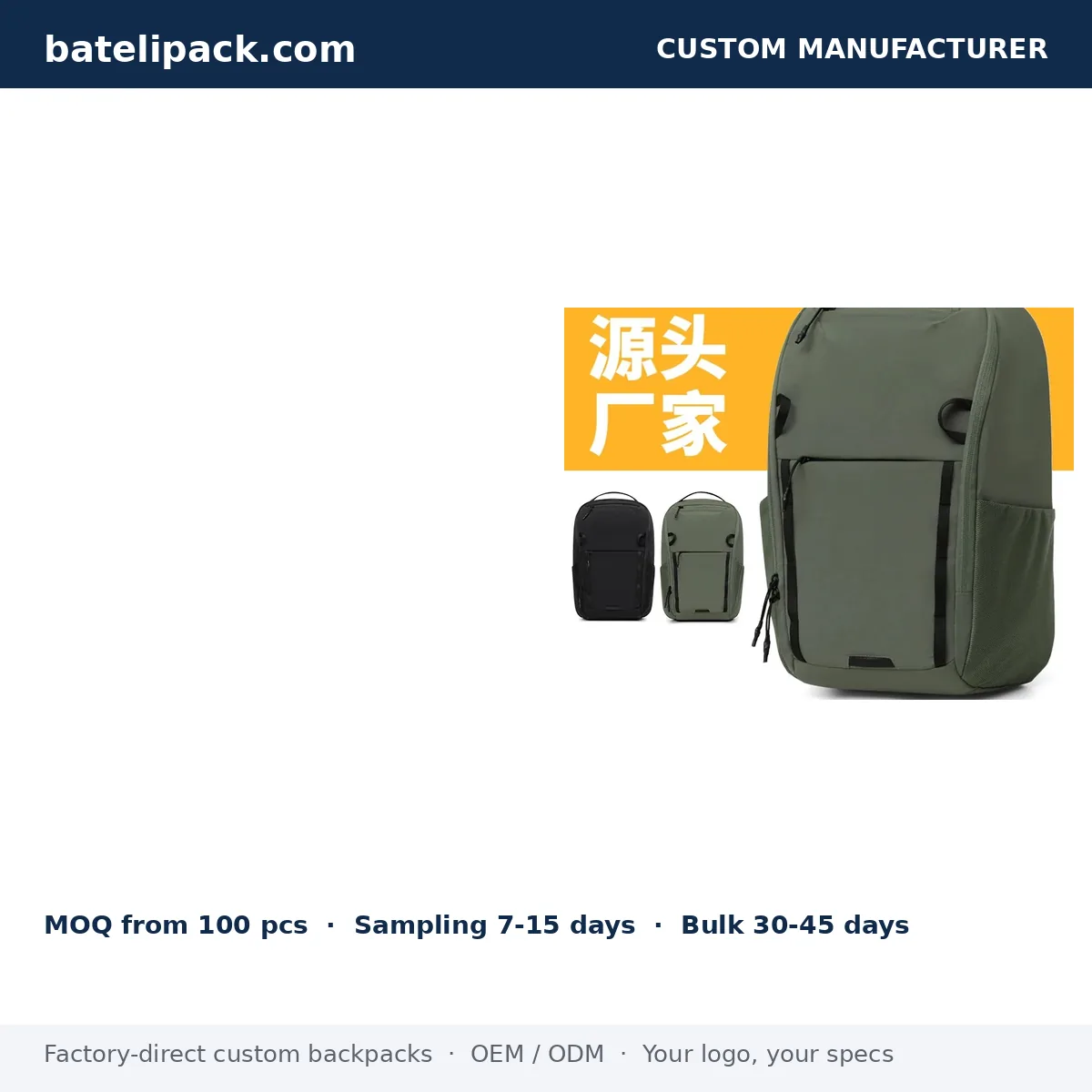 Business Backpack with Padded Laptop Compartment, Travel Use, School Use — Custom Logo & OEM
