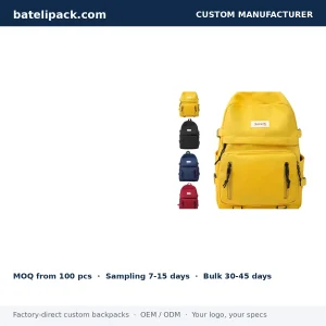 Business Backpack with Water-Resistant, Large Capacity, Padded Laptop Compartment — Custom Logo & OEM