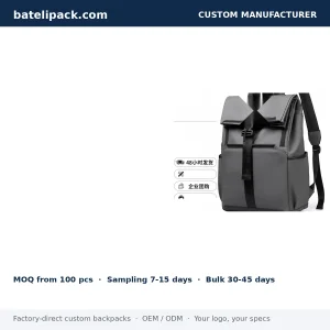 Business Backpack with Padded Laptop Compartment, Lightweight, Travel Use — Custom Logo & OEM