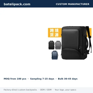 Business Backpack with Water-Resistant, Large Capacity, Padded Laptop Compartment — Custom Logo & OEM