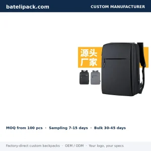 Business Backpack with Padded Laptop Compartment, Travel Use, School Use — Custom Logo & OEM