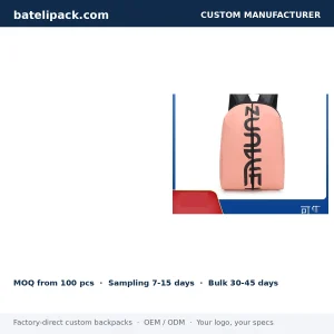 School Backpack with Water-Repellent, Large Capacity, Sport Use — Custom Logo & OEM