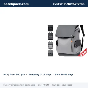 Business Backpack with Large Capacity, Padded Laptop Compartment, Travel Use — Custom Logo & OEM