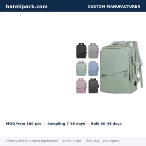 Business Backpack with Water-Resistant, Large Capacity, Padded Laptop Compartment — Custom Logo & OEM