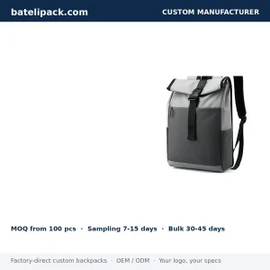 Business Backpack with Water-Resistant, Padded Laptop Compartment, Lightweight — Custom Logo & OEM