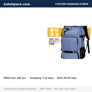Business Backpack with Water-Resistant, Large Capacity, Padded Laptop Compartment — Custom Logo & OEM