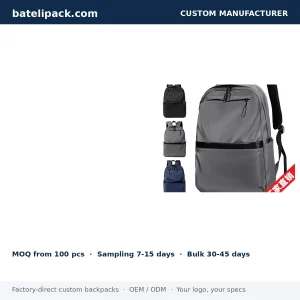 Business Backpack with Water-Resistant, Large Capacity, Padded Laptop Compartment — Custom Logo & OEM