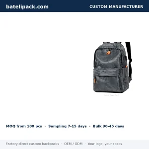 Business Backpack with Water-Resistant, Padded Laptop Compartment, Lightweight — Custom Logo & OEM