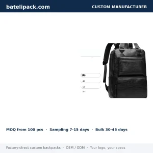Business Backpack with Water-Resistant, Large Capacity, Padded Laptop Compartment — Custom Logo & OEM