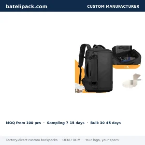 Business Backpack with Water-Resistant, Large Capacity, Padded Laptop Compartment — Custom Logo & OEM