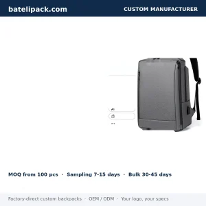 Business Backpack with Water-Resistant, Padded Laptop Compartment, Lightweight — Custom Logo & OEM