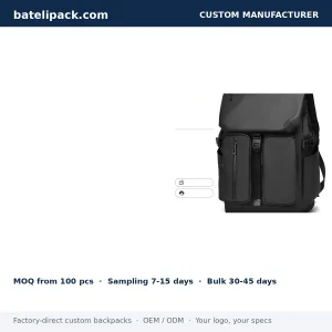 Business Backpack with Water-Resistant, Padded Laptop Compartment, Outdoor Use — Custom Logo & OEM