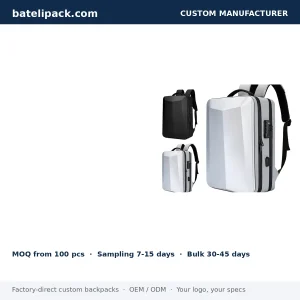 Business Backpack with Water-Resistant, Large Capacity, Padded Laptop Compartment — Custom Logo & OEM