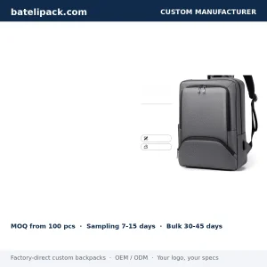 Business Backpack with Water-Resistant, Padded Laptop Compartment, Lightweight — Custom Logo & OEM
