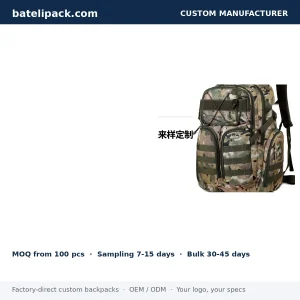Travel Daypack with Water-Resistant, Large Capacity, Outdoor Use — Custom Logo & OEM