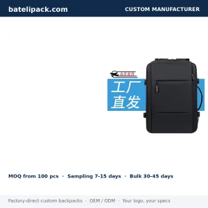 Business Backpack with Large Capacity, Padded Laptop Compartment — Custom Logo & OEM