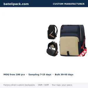 Business Backpack with Water-Resistant, Padded Laptop Compartment, Lightweight — Custom Logo & OEM