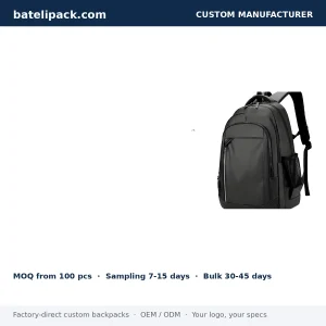 Business Backpack with Water-Resistant, Padded Laptop Compartment, Lightweight — Custom Logo & OEM