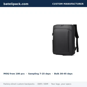 Business Backpack with Water-Resistant, Large Capacity, Padded Laptop Compartment — Custom Logo & OEM