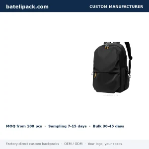 Business Backpack with Water-Resistant, Padded Laptop Compartment, Lightweight — Custom Logo & OEM