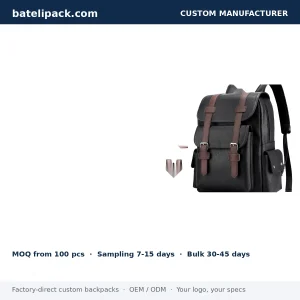 Business Backpack with Water-Resistant, Large Capacity, Padded Laptop Compartment — Custom Logo & OEM
