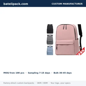 School Backpack with Water-Resistant, Lightweight — Custom Logo & OEM