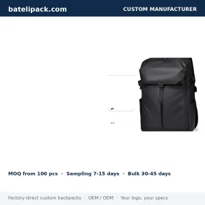 Business Backpack with Water-Resistant, Padded Laptop Compartment, Travel Use — Custom Logo & OEM