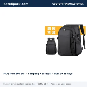 Business Backpack with Water-Resistant, Large Capacity, Padded Laptop Compartment — Custom Logo & OEM