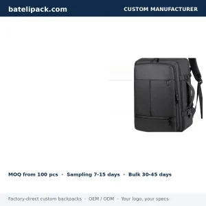 Business Backpack with Large Capacity, Padded Laptop Compartment, Travel Use — Custom Logo & OEM