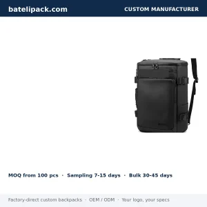 Business Backpack with Water-Resistant, Large Capacity, Padded Laptop Compartment — Custom Logo & OEM