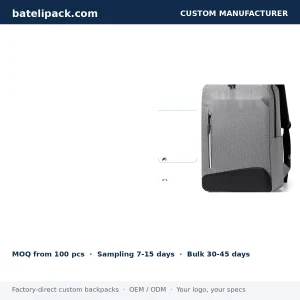 Business Backpack with Water-Resistant, Padded Laptop Compartment, Lightweight — Custom Logo & OEM