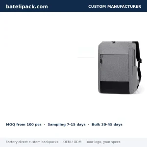 Business Backpack with Water-Resistant, Padded Laptop Compartment, Lightweight — Custom Logo & OEM
