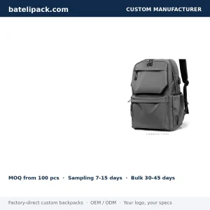 Business Backpack with Water-Resistant, Large Capacity, Padded Laptop Compartment — Custom Logo & OEM
