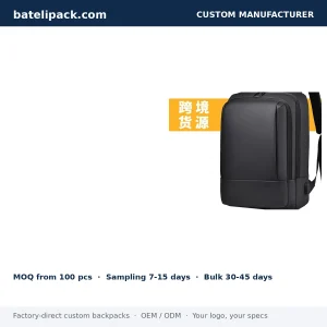 Business Backpack with Water-Resistant, Padded Laptop Compartment, Lightweight — Custom Logo & OEM