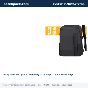 Business Backpack with Water-Resistant, Large Capacity, Padded Laptop Compartment — Custom Logo & OEM