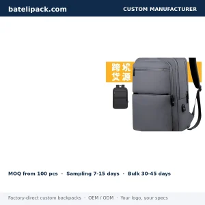 Business Backpack with Water-Resistant, Large Capacity, Padded Laptop Compartment — Custom Logo & OEM